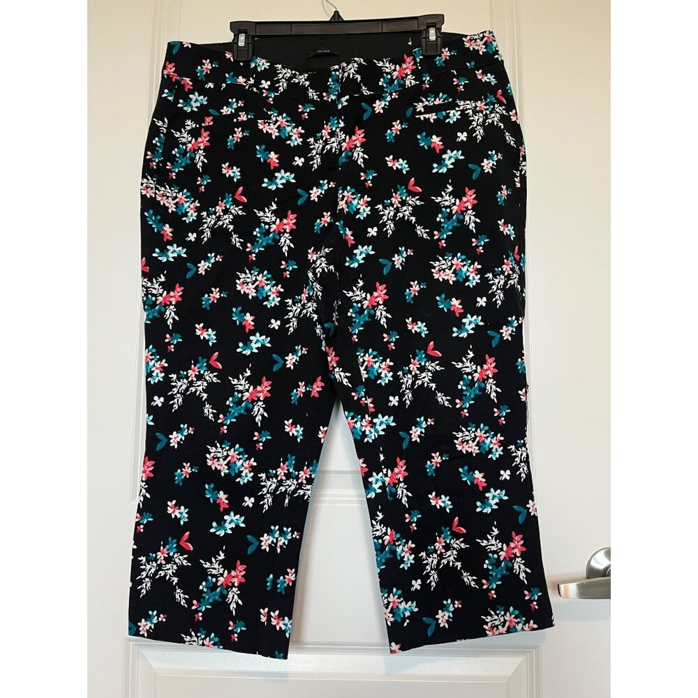 Lane Bryant Womens Floral Print The Allie Capri Pants Size 16 Stretch Comfort